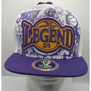 Top Level Los Angeles Lakers Legend 24 Kobe Snapback Hat Purple White Hoops NBA‎
